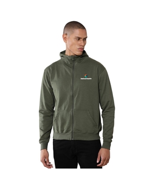 Greys & Blues Unisex Rocky Hoodie with Zip - Olive Green